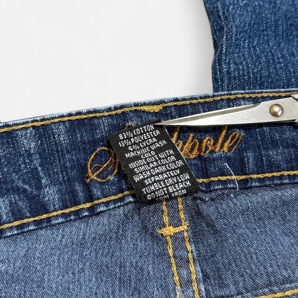 Y2K Southpole Blue Washed Denim Gold Floral Embroidered Boot-Cut Low Rise Jeans - Picture 8 of 8